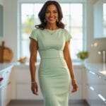 Keto Diet Quiz: Weight Loss In Mint Green Outfit – Lifestyle Kitchen Background