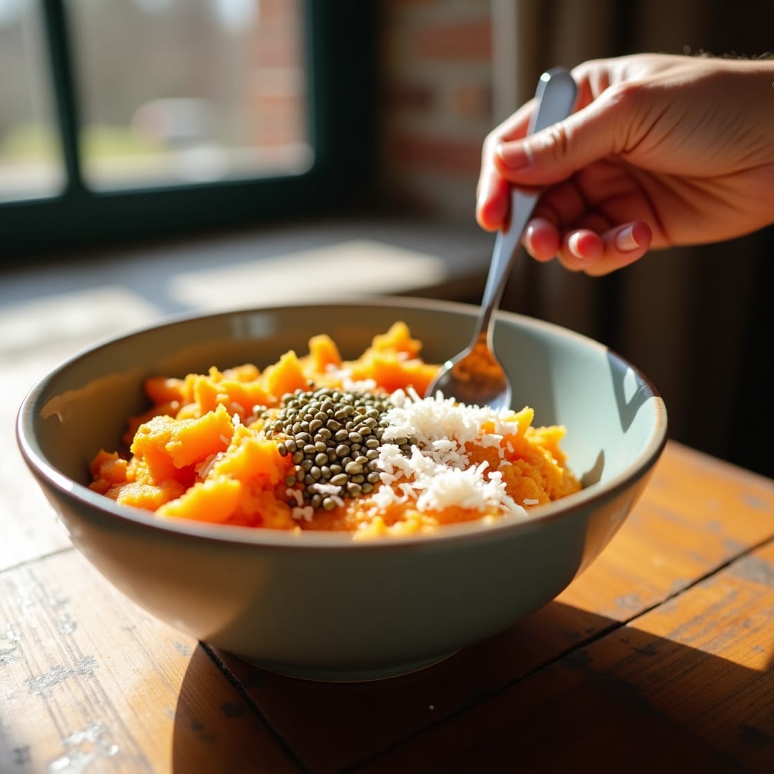 Histamine-Low Breakfasts For Morning Ideas With Sweet Potato And Hemp Seeds