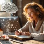 Memory Support Supplement Woman Journaling With Neuro